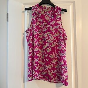 Banana Republic size XS sheer tank top.  Hot pink with birds